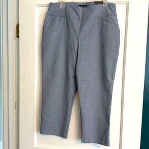 Crop checkered stretch pants 14 L XL BLACK BLUE VERSONA NEW